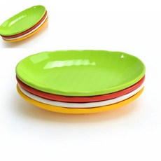 사땨 민속타원접시 멜라민접시 반찬그릇 칼라멜라민 타원형찬기 그릇류 멜라민식기, 멜라민(KJ)-민속타원접시 소 KJ1001 (노랑색)