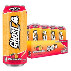 GHOST 고스트 에너지 드링크 사워 패치 키즈 블루 라즈베리 미국 직배송 473ml 12개, 스트로뱅고