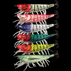 델리온 쉬림프 삼봉 90mm 심해 갑오징어 한치 케이무라 UV 야광 새우에기, 4 수박