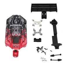 Wltoys 용 자동차 쉘 바디 테일 쇼크 업소버 2 층 패널 업그레이드 부품 키트 개조 144001 1/14 RC 버기, 02 Red Kit