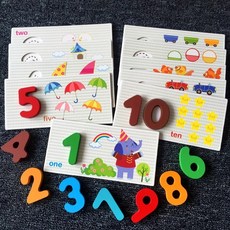 數字認讀卡 1-10 數字卡 寶寶早教益智玩具, 1個, 1-10數字卡片