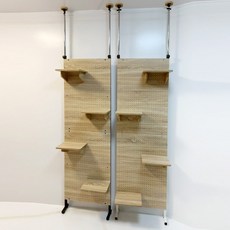 洞洞板頂天立地貓爬架 60x90cm, 原木+黑色, 1套