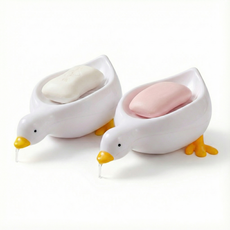 일상스토리 오리모양 물빠짐 비누 받침대 1+1, 화이트