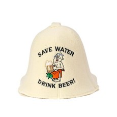 SAUNA GURU Save Water Hat 100% 유기농 울 펠트 사우나 캡 반야 모자 사우나 헤어 프로텍터 사우나 액세서리 자수 모자 러시아 사우나 모자 남성, SAUNA GURU Save Water Hat, 100