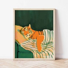 잠자는 호랑이 포스터 인테리어 액자 그림 거실 감성 갤러리 현관, TR12177, 20x30cm No Frame