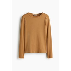 에이치앤엠 H&M 면 리브 탑 - 연한 갈색 무지-335405-335405