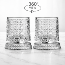 후맷hoomat 위스키 회전 글라스 다이아몬드무늬, 2개
