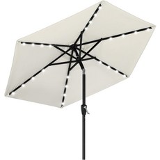 ABCCANOPY 내구성이 뛰어난 태양광 LED 파티오 우산 32개의 조명 7.5피트라이트 베이지, LED Umbrella, 7.5ft, beige