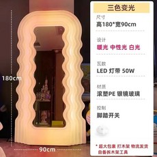 兔子鏡 全身鏡 小紅書爆款落地鏡 卡通客廳鏡子 試衣鏡穿衣鏡 兔兔化妝鏡, 草莓鏡+三色變光