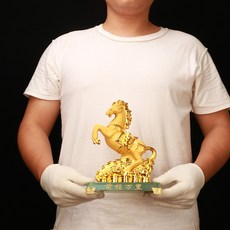 樹脂馬擺件中式立式戰馬, 1件, 10寸前程萬里沙金色:如圖所示