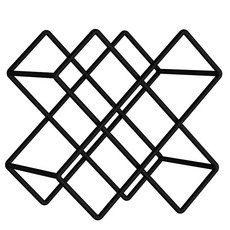 輕奢歐式紅酒架擺件，高檔葡萄酒架子菱形創意紅酒格子架，家用儲酒架, 1個, 五瓶裝黑色