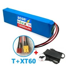 18650 충전식 리튬 배터리 팩 전원 개조 자전거 스쿠터 전기 자동차 BMS 및 충전기 포함 10S3P 36V 100000mAh, 14) US-10S3P-T-XT60, 1개