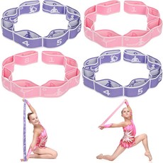 Faswin 아동용 스트레치 스트랩 4개 어린이 체조용 댄스 트레이닝 탄성 밴드 스트레치 밴드 요가 스트레칭 스트랩 발레 치어리딩용 멀티 루프 번호가 매겨진 운동 밴드, Faswin 아동용 스트레치 스트랩 4개, 어린이 체조