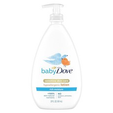 Baby Dove 민감한 스킨 케어 바디 로션 섬세한 아기 피부용 풍부한 수분 24시간 모이스처라이저 591.5 ml (20 액량 온스) (패키지는 다를 수 있음), Baby Dove 민감한 스킨 케어 바디 로션, 섬세한