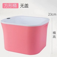 足浴桶保溫泡腳盆三層加厚洗腳盆帶蓋按摩冬季家用塑料養生泡腳桶, 櫻花粉 無蓋 方桶 小巧節水, 1個