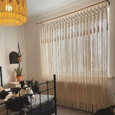 코튼 로프 커튼 북유럽 침실 도어 동남아 태피스토리, 확장봉 70x190cm