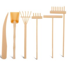 6피스 미니어처 테이블 탑 락 샌드 젠 정원 액세서리 미니 젠스 가든 갈퀴 도구 데스크탑 푸시 드로잉 펜 레이크 세트 가정 선물 장식용 128469, 6피스 미니어처 테이블 탑 락 샌드 젠 정원 액세서리,