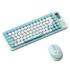 哆啦A夢蠟筆小新J10無線鍵盤滑鼠套裝 臺灣72H發貨 靜音電腦通用辦公鍵鼠套裝, 蠟筆小新綠色套裝