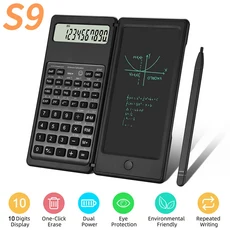 VAORLO 2 IN 1 접이식 과학용 계산기 6인치 LCD 쓰기 태블릿 디지털 잉 패드 학교대학사무실비즈연구원학생교사용 그래프 작성, S9 Scientific