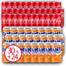 코카콜라 190ml 30캔 + 환타 오렌지 제로 350ml 24캔, 30개