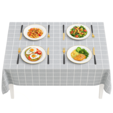 펄픽스 감성적인 인테리어 방수 식탁보 4인용, 4인(137X180cm), 그레이체크, 1개