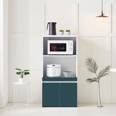 레브 주방 렌지대 밥솥수납 주방가전 선반 600, 딥그린, 3단