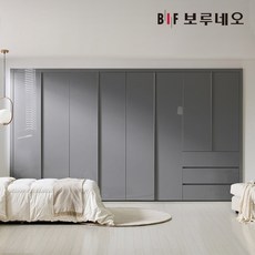 [보루네오] 붙박이장 슬라이딩 여닫이 미닫이 안방 가구 맞춤시공 제작 9자 10자 11자 12자 13자, 06.샤인3단서랍여닫이_다크그레이