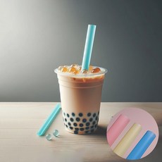 12파이 빨대 파스텔색상 벌크포장 버블티빨대 스무디빨대 12mm, 1세트, 200개입