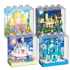 [블럭킹] 나노블럭 동화 속 캐슬 궁전 Palace 디스플레이 4종 모음 BK057, 1개, 4종 BOX