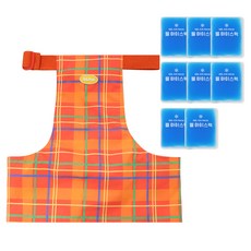 유앤펫 강아지 체크 아이스팩 포켓 여름 쿨조끼 중형견 대형견, 오렌지체크(아이스팩8개), 1개