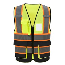 A-SAFETY 여성용 핑크 건설 조끼 - 메시 높은 가시성 안전 6XL 7XL 8XL 포켓이 있는 통기성 반사 318440, 4-5X-Large, 옐로우 & 블랙