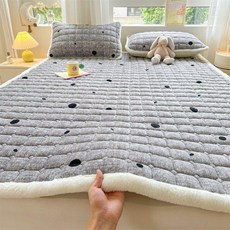 겨울 매트리스 토퍼 접이식 방지 미끄럼 따뜻한, 1cm, 도트 그레이 B
