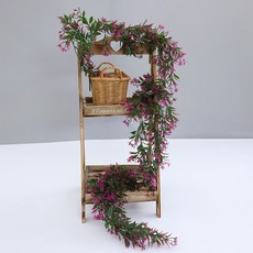 人造植物桃心葉藤蔓壁掛裝飾，仿真常春藤金鐘柳壁掛，塑膠綠化牆藤條，嘉義出貨, 花藤-玫紅1支, 1個