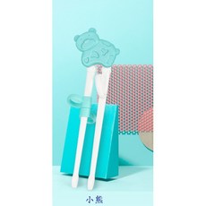 兒童卡通動物學習筷 右手專用吃飯訓練筷, 1個, 綠色 小熊／包裝隨機