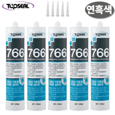 탑씰 766 외장용 연흑색 진회색 실리콘 실란트 친환경 270ml 노즐포함, 5개