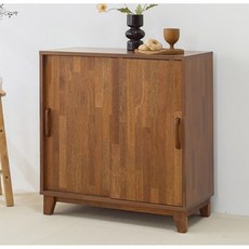 중후한 멀바우원목 슬라이딩 양문도어 다용도 수납장(84cm) 주방 정리 그릇