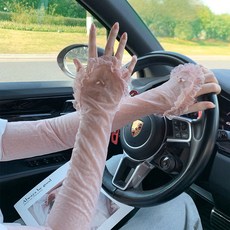 XY 夏季蕾絲溫柔僊女風防曬冰袖 薄款開車戶外防曬寬鬆護袖女冰絲袖套