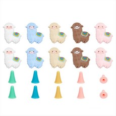 10 PCS 알파카 모양 뜨개질 바늘 스토퍼 30 개 니트 니들 포인트 보호기 실리콘 스티치 스토퍼 편직