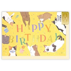 NB社 動物系列 燙金立體 貓咪 生日卡片, 1個