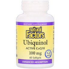 natural Factors 泛醇活性輔酶Q10軟膠囊 100mg, 60顆, 1罐