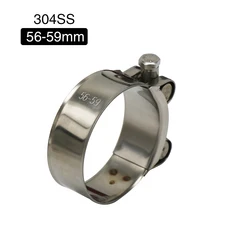 Sclmotos-유니버설 26-63mm 스테인레스 스틸 오토바이 배기 클램프 클립 혼다 스즈키 슬립 온 머플러 소음, 01 56-59mm