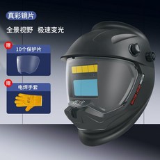 電焊面罩 頭戴式自動變光焊接防護罩 全臉燒焊護臉面具, 1個, 焊途H1-真彩款+10保護片+手套