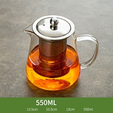 GIANXI 내열유리 티포트 거름망 티포트, 550ml, 1개