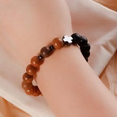 앤디링크 묵주팔찌 천주교 성물 남자 십자가 가톨릭 성당 나무 여성 블랙 우드