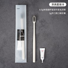 一次性牙膏牙刷組 民宿飯店專用拋棄式洗漱套組 旅行牙膏牙刷 旅行洗髮精沐浴乳護髮素, 黑標袋裝▶圓柱牙刷+牙膏, 1個