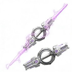 SUUNI 신형 파이어스핀 양날 신축광선검 회전출날 7컬러 라이팅 시크 레이저 검 완구, 1개, 그레이