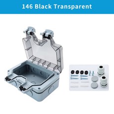 OMCH 실외 스위치 소켓 보호 박스 146 86형 방수 인클로저 오픈형 더블홀 플러시 마운트 방우형, 146-Black