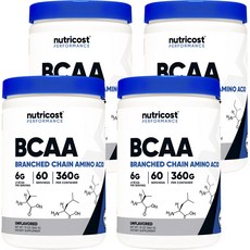 nutricost BCAA支鏈胺基酸粉 無味, 4個, 360克