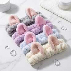 세안 헤어밴드 샤워 머리밴드 고양이 귀 머리띠 귀여운 앞머리 고정 화장용, 스카이블루, 1개, 스카이블루