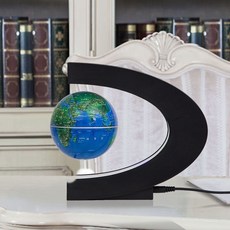 磁懸浮地球儀 辦公桌擺件紀念畢業禮物 創意禮品 耶誕節禮物 發光自轉 磁懸浮C形LED燈地球儀 懸浮地球儀3寸, 3寸C形藍色中文（不自轉）